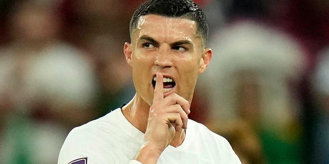 Portugal's Cristiano Ronaldo gestures as he leaves the pitch after being substituted during the World Cup Group H soccer match between South Korea and Portugal, at the Education City Stadium in Al Rayyan , Qatar, Friday, Dec. 2, 2022. 