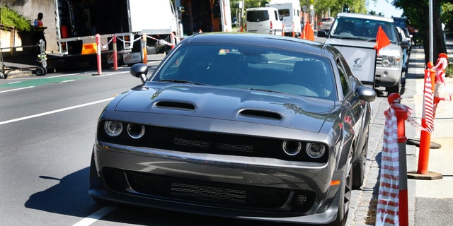 A Dodge Hellcat on a film set in Melbourne, Australia, on Nov. 10, 2020.