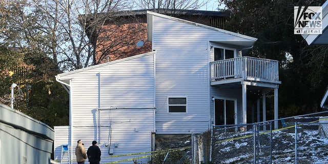 Investigators fly a drone over the home in Moscow, Idaho on Friday, November 18, 2022, where a quadruple murder took place last weekend.