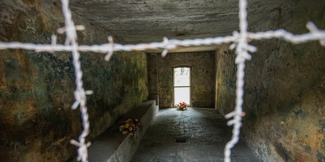 Gas chamber of the former Nazi German concentration camp KL Stutthof is seen in Sztutowo, Poland on Sept. 10, 2022. Stutthof was the first Nazi concentration camp built outside of Germany. Completed in September 1939, it was located in a secluded, wet, and wooded area, west of the small town of Sztutowo, Freie Stadt Danzig area. 