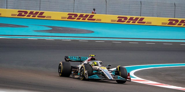 Lewis Hamilton of Mercedes competes during the F1 Grand Prix of Abu Dhabi at Yas Marina Circuit in Abu Dhabi, United Arab Emirates, Nov. 20, 2022.