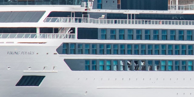 Viking Polaris ship is seen anchored in waters of the Atlantic Ocean in Ushuaia, southern Argentina, on Dec. 1, 2022. - One person was killed, and four other passengers were injured.