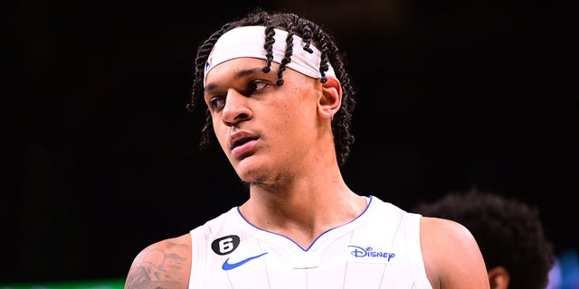 Paolo Banchero of the Orlando Magic looks on during the game against the Atlanta Hawks on Dec. 19, 2022, at State Farm Arena in Atlanta.