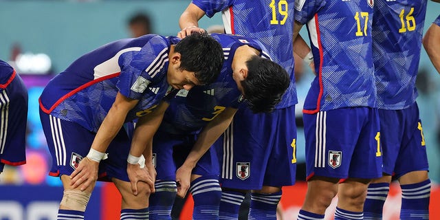 Kaoru Mitoma of Japan reacts during the Round of 16 match with Croatia at Al Janoub Stadium on Dec. 5, 2022, in Al Wakrah, Qatar.