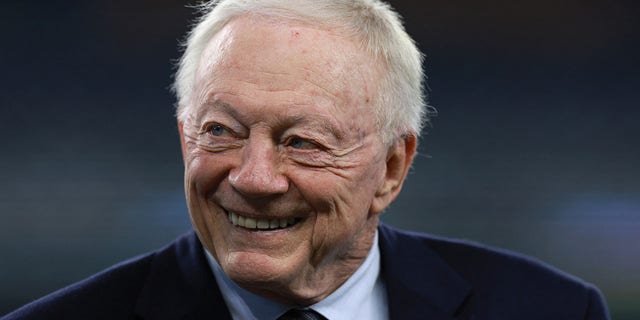 Dallas Cowboys owner Jerry Jones looks on prior to a game against the Houston Texans at AT&amp;T Stadium on December 11, 2022, in Arlington, Texas. 