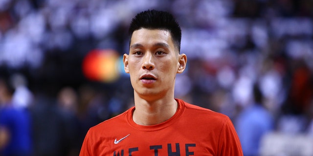Jeremy Lin of the Toronto Raptors during warmups prior to Game 2 of the second round of the 2019 NBA Playoffs against the Philadelphia 76ers at Scotiabank Arena April 29, 2019, in Toronto.