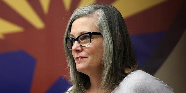 PHOENIX, ARIZONA - NOVEMBER 05: Then-Arizona Democratic gubernatorial candidate Katie Hobbs held a campaign event at the Carpenters Local Union 1912 headquarters on November 5, 2022, in Phoenix, Arizona. 