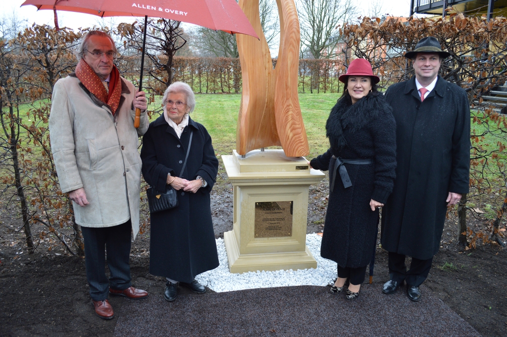 The prince (far left) joined his mother, Princess Reuss Woizlawa-Feodora (second from left), in 2018 for a sculpture dedication in honor of her 100th birthday in Gera, Germany.