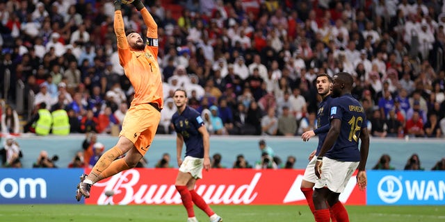 AL KHOR, QATAR - DECEMBER 10: Hugo Lloris of France makes a save during the FIFA World Cup Qatar 2022 quarter final match between England and France at Al Bayt Stadium on December 10, 2022, in Al Khor, Qatar.