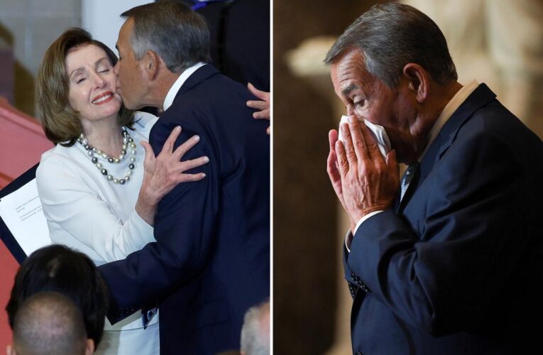 John Boehner cries at unveiling of Nancy Pelosi’s official portrait in the US Capitol