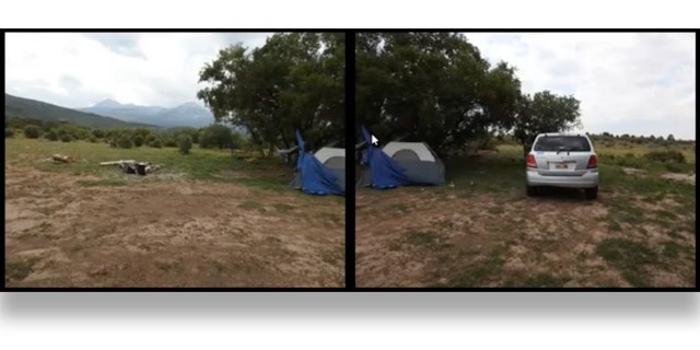 Schulte and Turner's tent and vehicle where they were discovered off La Sal Loop Road outside Moab, Utah, on Aug. 18, 2021.