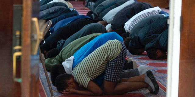 Muslims attending a town hall meeting by the Council on American-Islamic Relations(CAIR) at the Dar Al-Hijrah Islamic Center March 17, 2017, in Falls Church, Virginia.