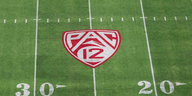 A view of the Pac-12 logo at Stanford Stadium on Sept. 26, 2021, in Palo Alto, California.