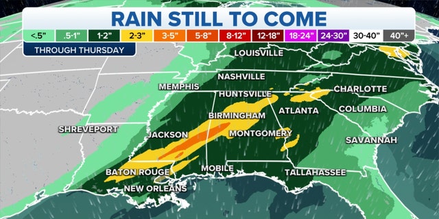 Rain still forecast in the Southeast