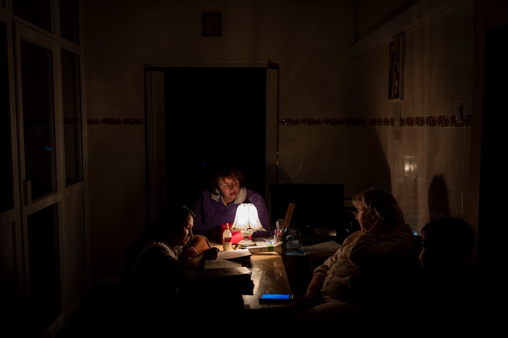 Hospital staff work at the children's regional hospital maternity ward in Kherson, Ukraine, on Nov. 22, 2022.  