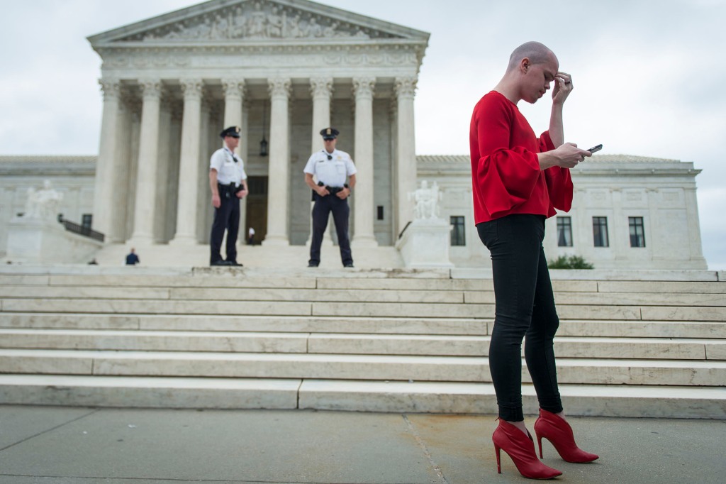 Sam Brinton standing outside the Supreme Court building in Washington, D.C., on June 4, 2918.