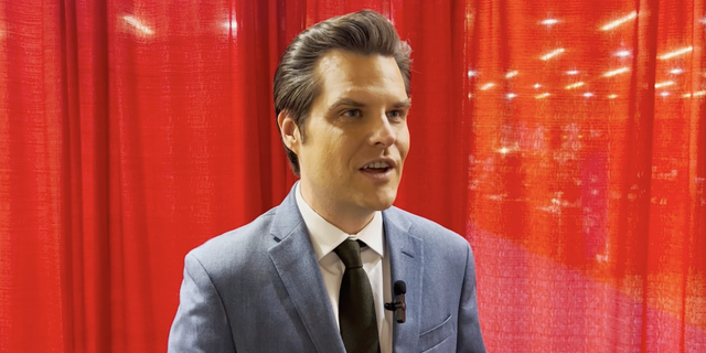 Rep Matt Gaetz, R-Fla., talks to Fox News Digital at CPAC in Dallas, Texas, on Aug. 6, 2022.