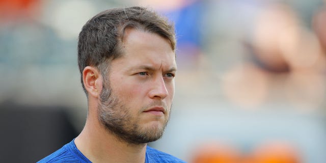 Los Angeles Rams quarterback Matthew Stafford before a game against the Cincinnati Bengals Aug. 27, 2022, at Paycor Stadium in Cincinnati.