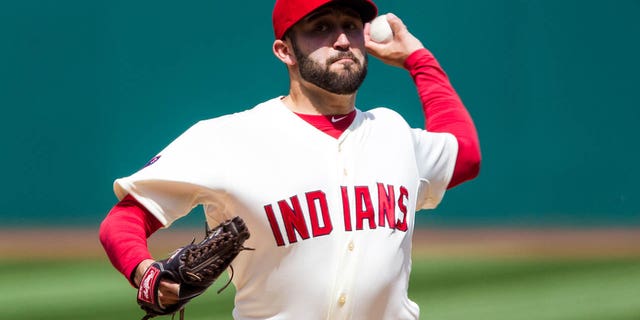 Cleveland Indians Starting pitcher T.J. House, #58, delivers a pitch to the plate during the game between the Detroit Tigers and Cleveland Indians at Progressive Field in Cleveland.