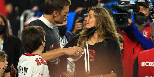 Tom Brady and Giselle Bundchen after Tampa Bay won Super Bowl LV on Feb. 7, 2021.