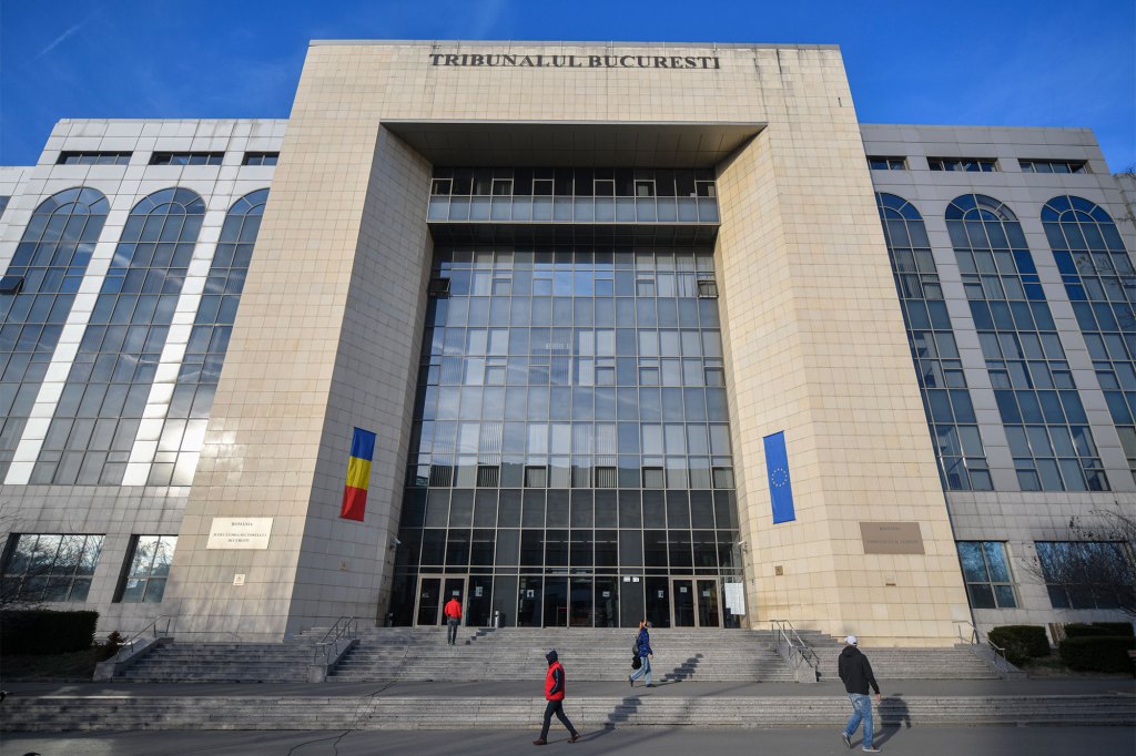 Bucharest  courthouse is pictured.