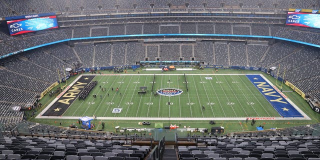 The field prior to the 122nd Army/Navy college football game between the Army Black Knights and the Navy Midshipmen on December 11, 2021, at MetLife Stadium in East Rutherford, NJ. 