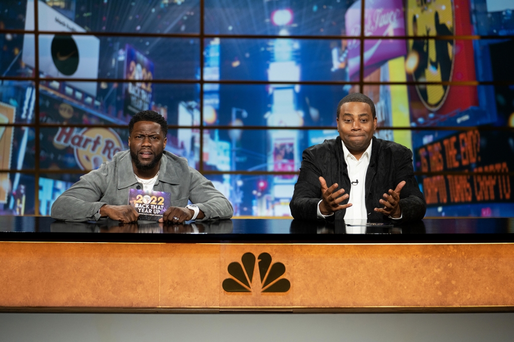 Kevin Hart and Kenan Thompson hosting "Back that Year Up." 