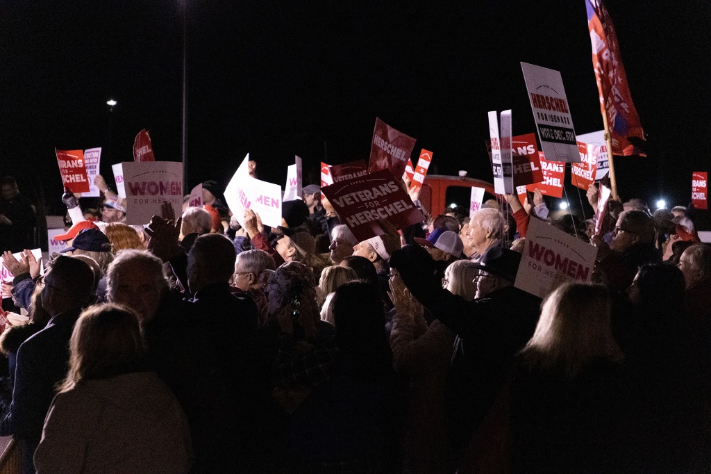 Supporters of Republican Senate candidate Herschel Walker