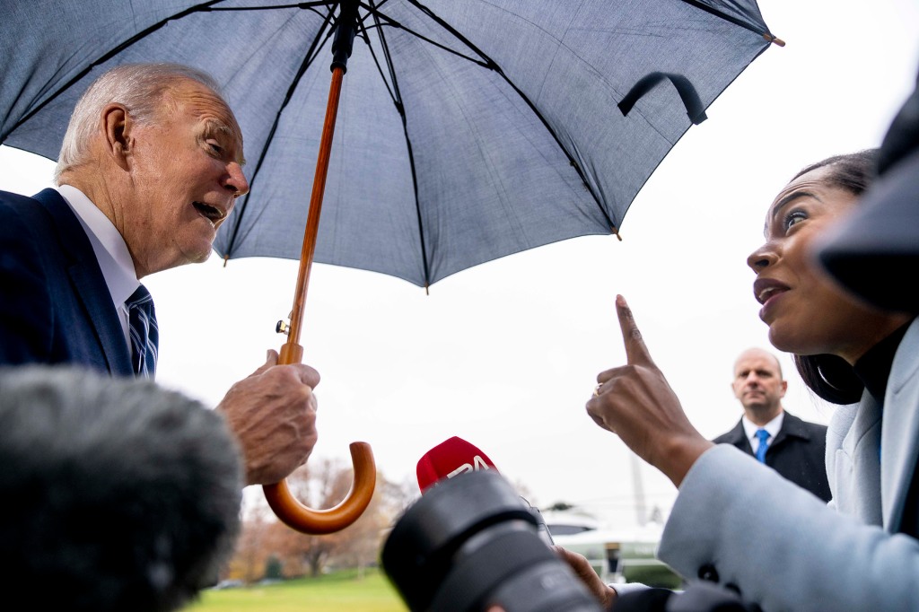 President Joe Biden speaks to a reporter before boarding Marine One on the South Lawn of the White House in Washington, Tuesday, Dec. 6, 2022, to travel to Phoenix. (AP Photo/Andrew Harnik)
Joe Biden