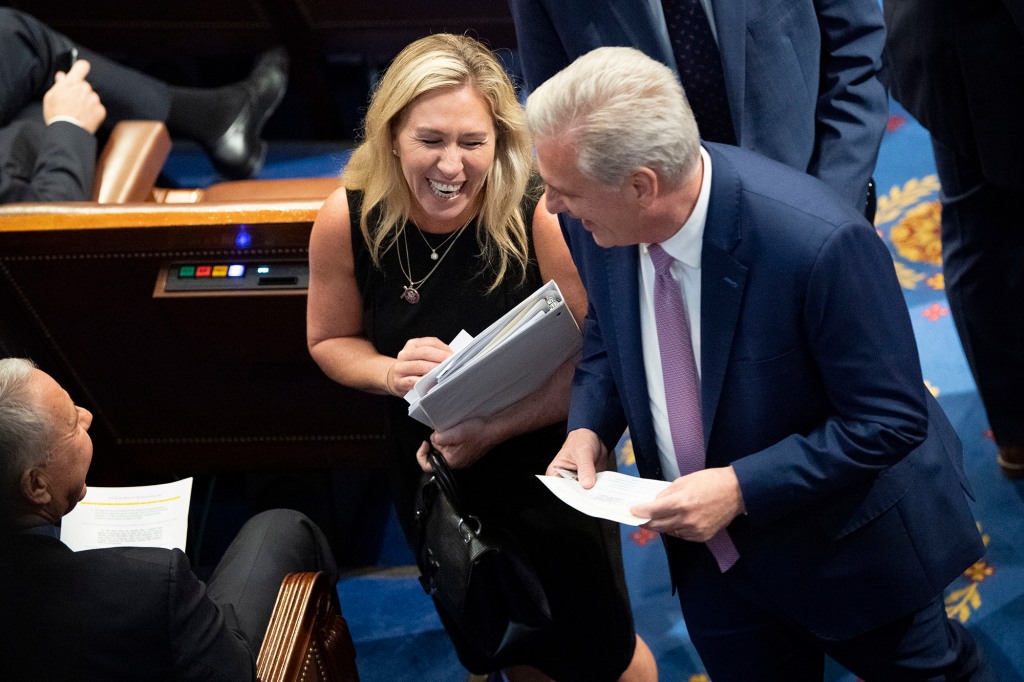 Greene and McCarthy seen laughing on House floor