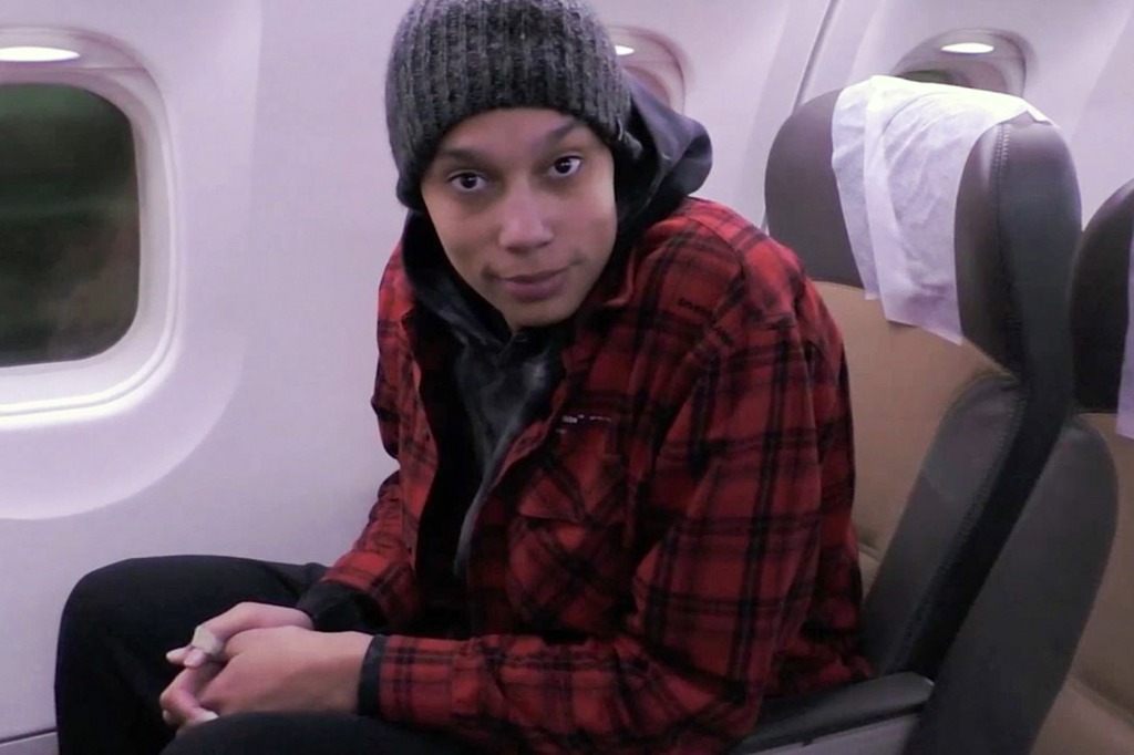 Griner on the plane to return to the United States.