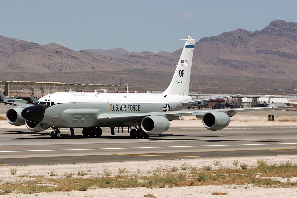 A file image of a US Air Force C-135 RIVET JOINT aircraft.