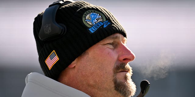 Head coach Dan Campbell of the Detroit Lions watches during the Carolina Panthers game on Dec. 24, 2022, in Charlotte.