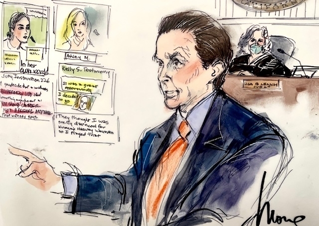 Harvey Weinstein's lawyer Mark Werksman in a courtroom sketch 