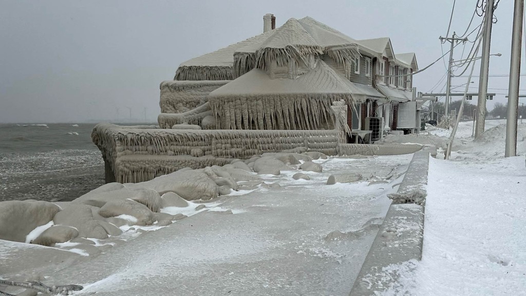 A restaurant on Lake Erie overwhelmed by icicles on Dec. 24.