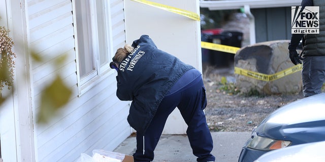 State police forensics look for clues in Moscow, Idaho on Monday, November 21, 2022. Four University of Idaho students who were slain on November 13 in this house.