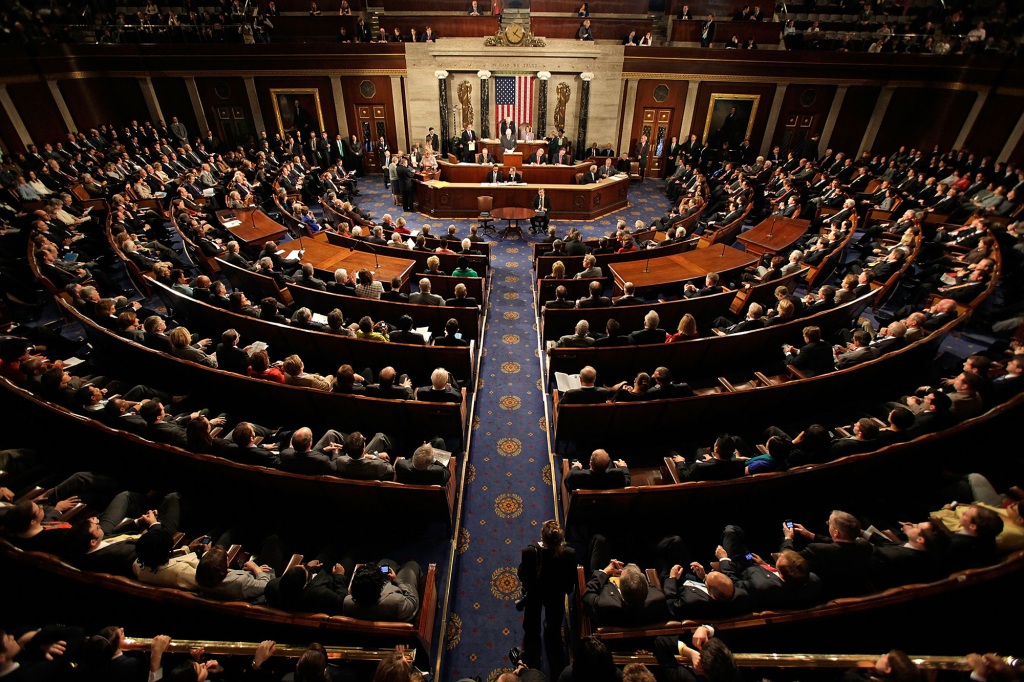  A joint session of Congress meets to count the Electoral College vote from the 2008 presidential election the House Chamber in the U.S. Capitol  January 8, 2009 in Washington, DC. Congress met in a joint session to tally the Electoral College votes and certify Barack Obama to be the winner of the 2008 presidential election. 