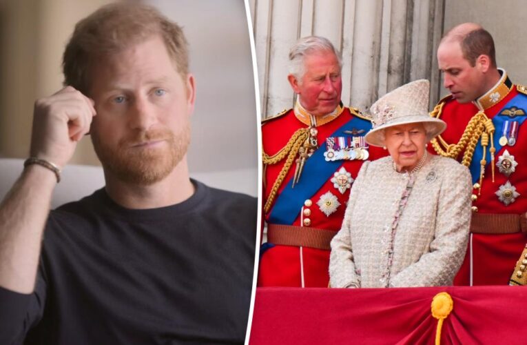 Prince Harry says William screamed at him as the Queen looked on