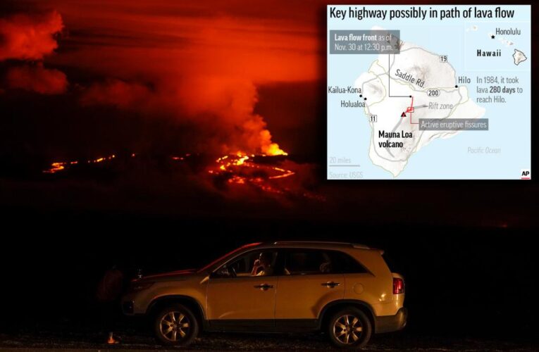 Lava threatens to cutoff main highway on Hawaii Big Island