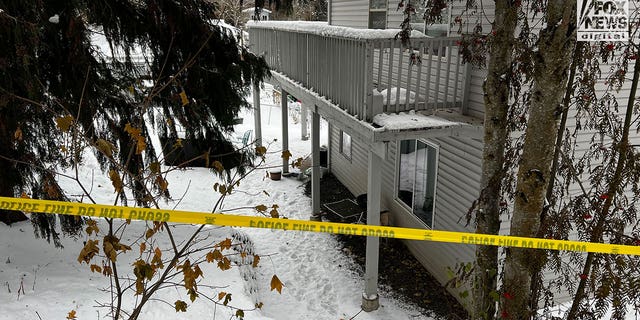 The backyard of the home in Moscow, Idaho, on Dec. 4, 2022, where a quadruple homicide took place last month.