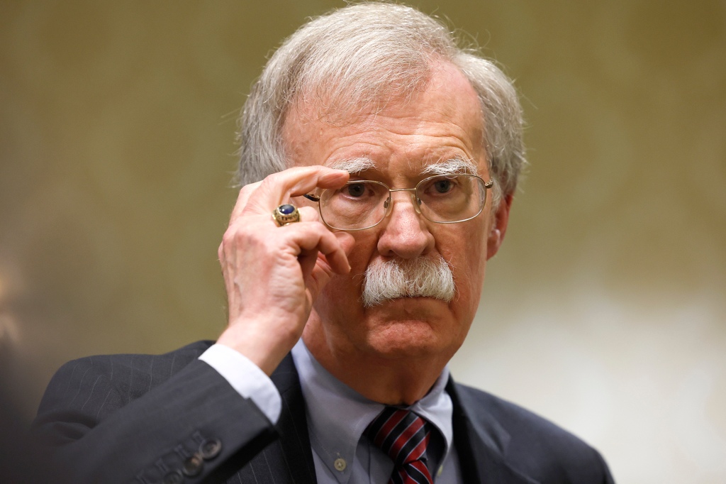 John Bolton speaks to reporters after speaking in a panel hosted by the National Council of Resistance of Iran – U.S. Representative Office (NCRI-US) at the Willard InterContinental Hotel on Aug. 17, 2022 in Washington, DC.