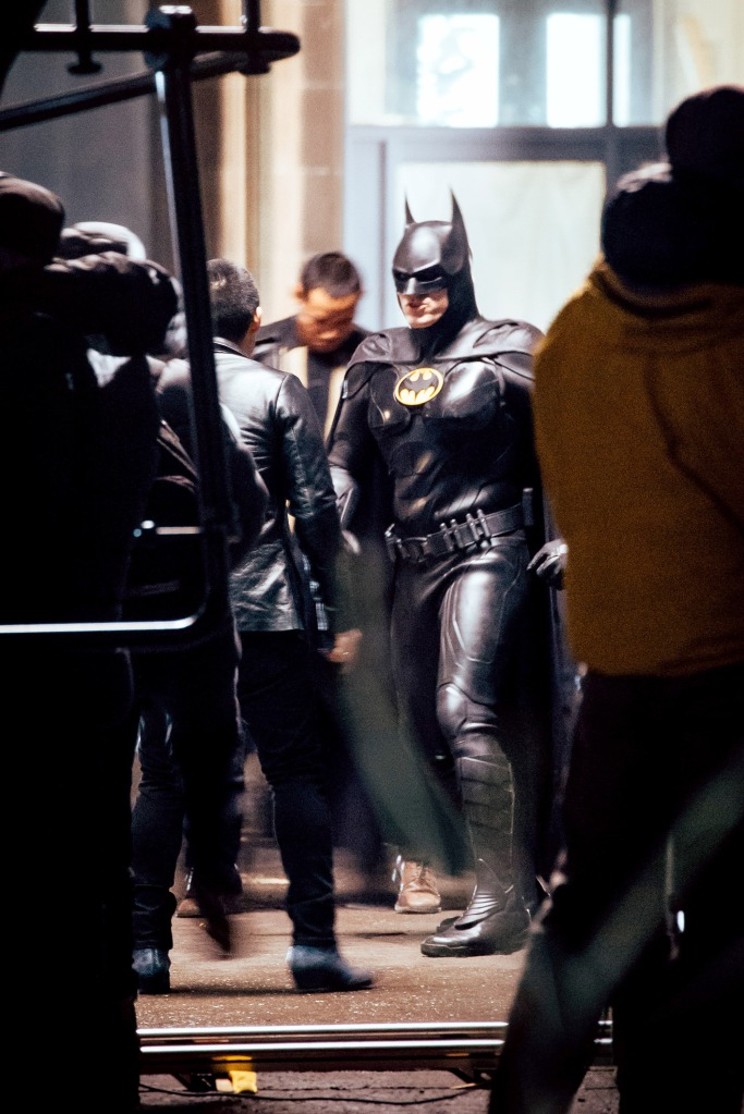 Keaton's body double was seen wearing a suit like that of his time as the caped crusader.