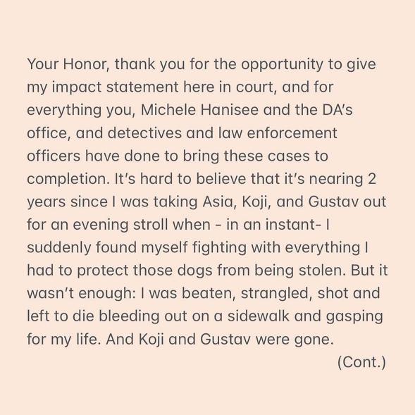 Lady Gaga's victim-impact statement to court as his shooter was sentenced to 21 years in prison.