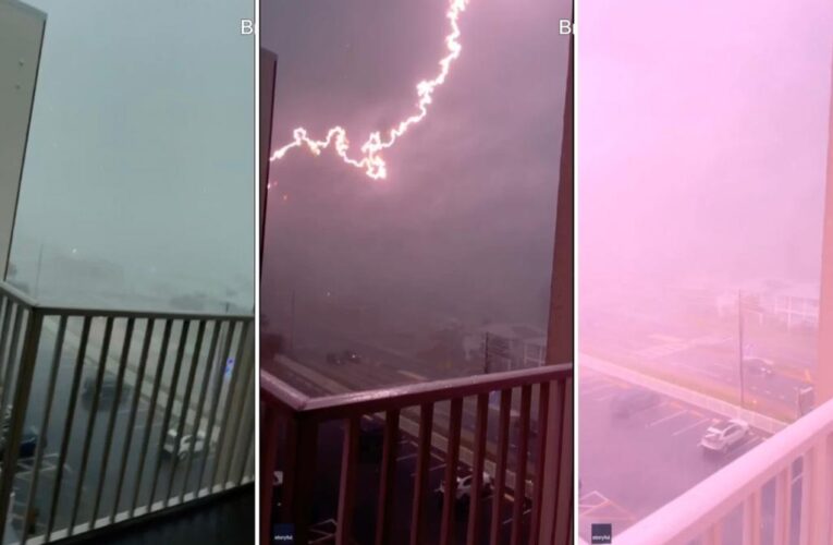 Wild video shows woman’s close encounter with a lightning strike