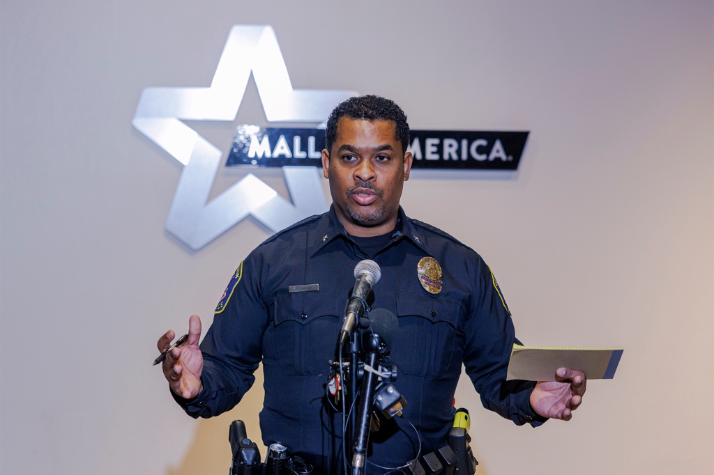 Bloomington (Minn.) Police Chief Booker Hodges speaks during a news conference at the Mall of America in Bloomington about a shooting Friday, Dec. 23, 2022. 
