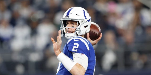 Matt Ryan #2 of the Indianapolis Colts throws a pass in the first half against the Dallas Cowboys at AT&amp;T Stadium on December 04, 2022, in Arlington, Texas.