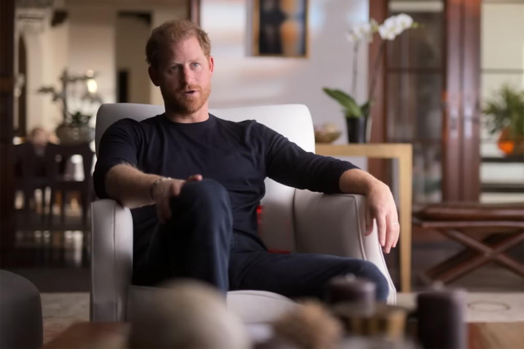 Prince Harry in a sit-down interview from the Netflix series.