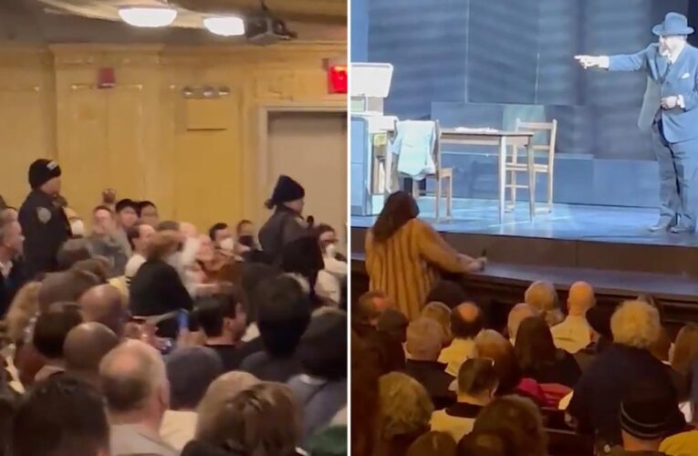 A rowdy, shouting woman stopped Broadway’s ‘Death of a Salesman’