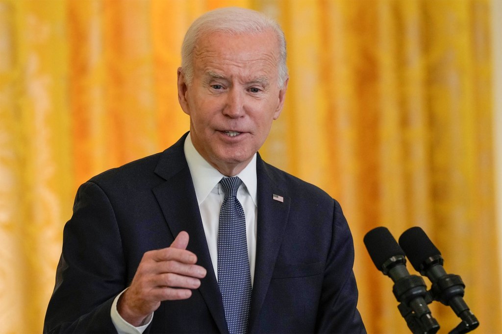 President Joe Biden speaks during a news conference with French President Emmanuel Macron in the East Room of the White House on Dec. 1, 2022 in Washington, DC.