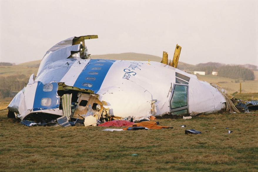 Some of the wreckage of Pan Am Flight 103.